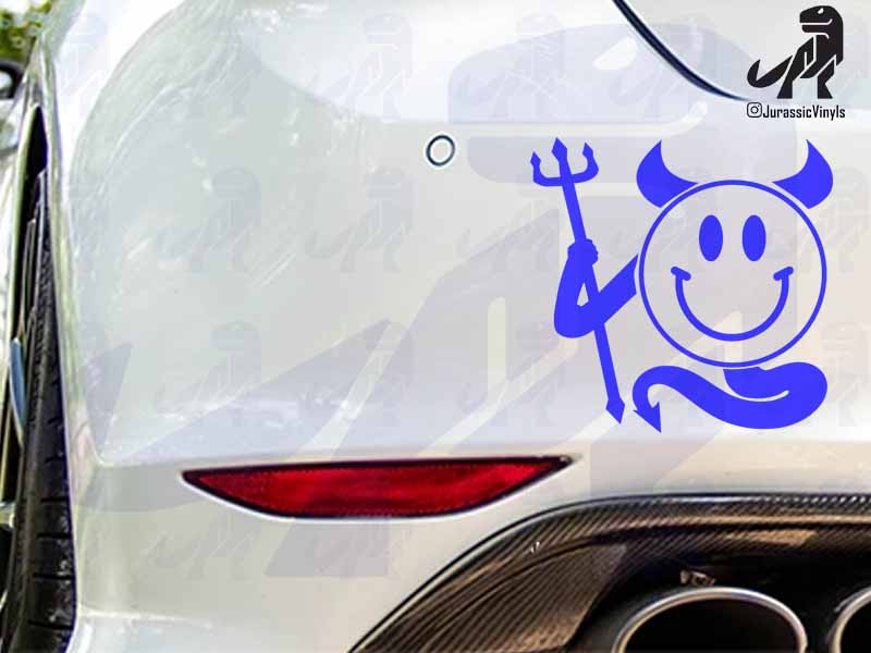 Devil Horns, Tail and Trident Smiley
